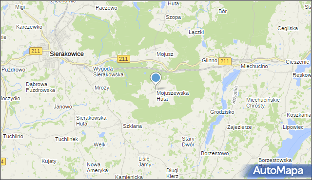 mapa Mojuszewska Huta, Mojuszewska Huta na mapie Targeo